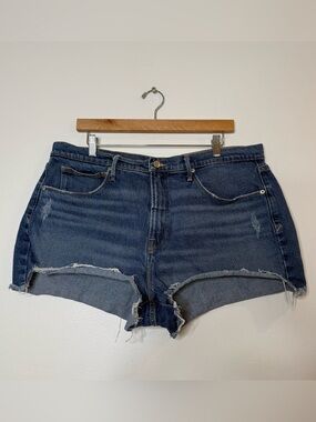 Good American Dark wash micro mini denim jean shorts size 15